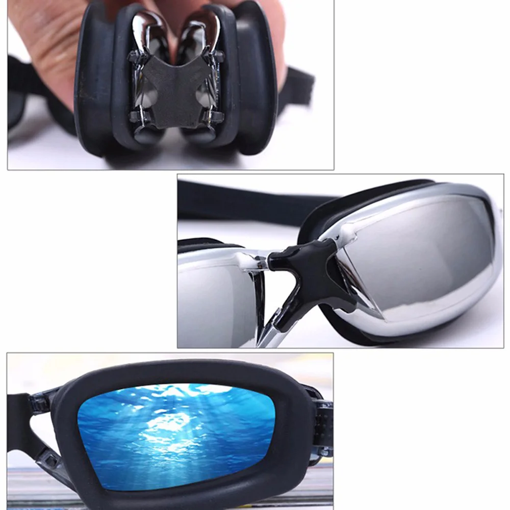 Водонепроницаемые и противотуманные очки для плавания, Профессиональная Большая оправа, очки с покрытием УФ-защитой, HD очки для плавания, силиконовые очки
