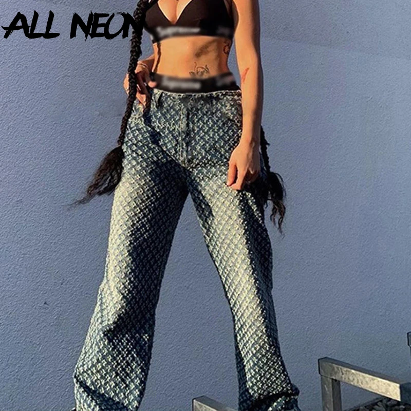 ALLNeon Y2K Fashion Distressed Loosed Straight Blue Pants Hip Hop Demin High Waist Ripped Jeans Vintage Streetwear 90s Rave Fall ALLNeon Y2K Fashion Distressed Loosed Straight Blue Pants Hip Hop Demin High Waist Ripped Jeans Vintage Streetwear 90s Rave Fall