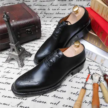 

Goodyear High Quality Custom-made Calfskin Sole Custom Cow Leather Pointed Toe Wide Bottom Business Handmade Genuine Leather