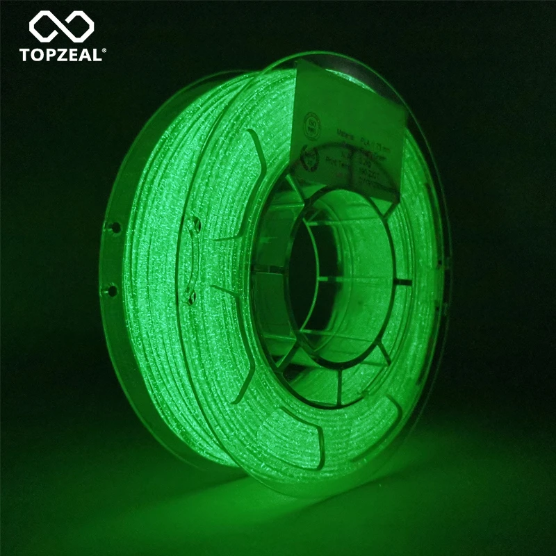 TOPZEAL Glow Shining Green Color in the Dark 3D Printer PLA Filament 1.75mm PLA 1KG Spool Firefly Color plastic 3d printer