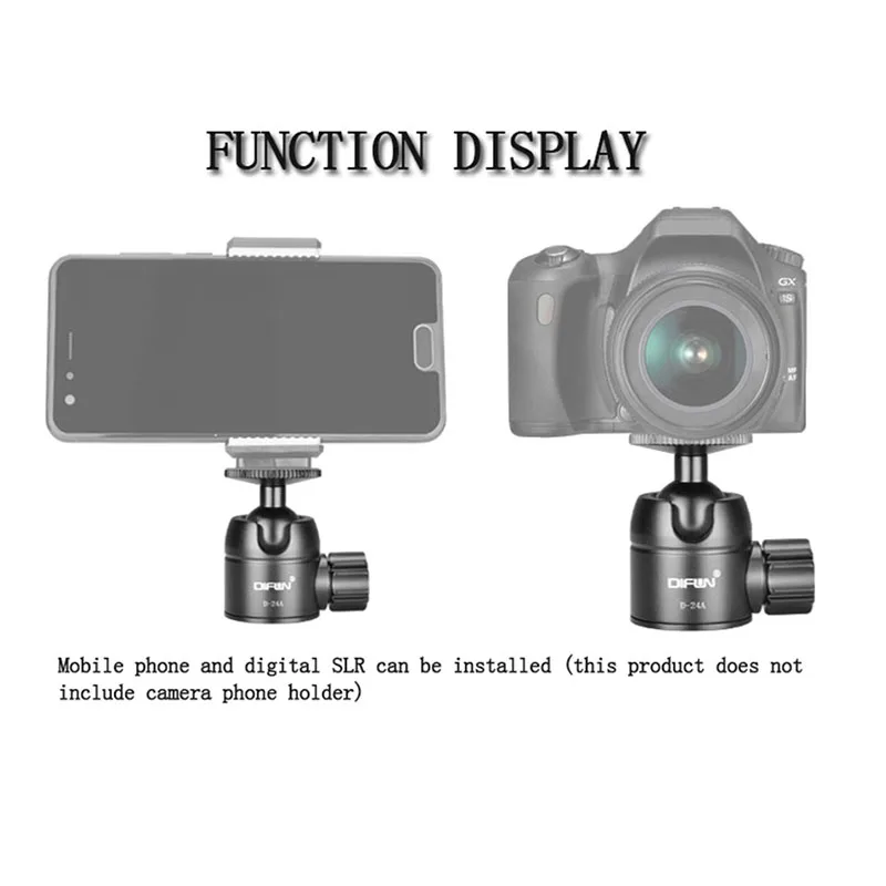 DIFUN D-24A мини шаровая Головка 1/4 ''Профессиональная фотография видео Cabezal Tripode