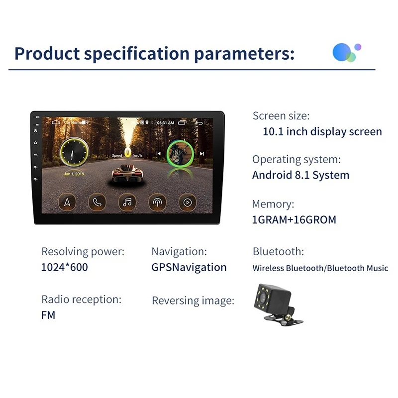 2 Din 10,1 дюймов Android 8,1 Универсальное автомобильное радио 1G+ 16G стерео gps Navi wifi USB Bluetooth Мультимедиа MP5 плеер с камерой