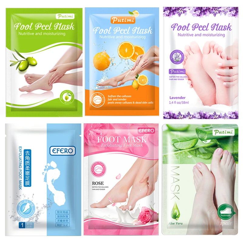 

6Pack Foot Mask Moisturizing Smooth Exfoliating Foot Patches Dead Skin Heels Whitening Feet Peeling Mask Spa Pedicure Peel Socks