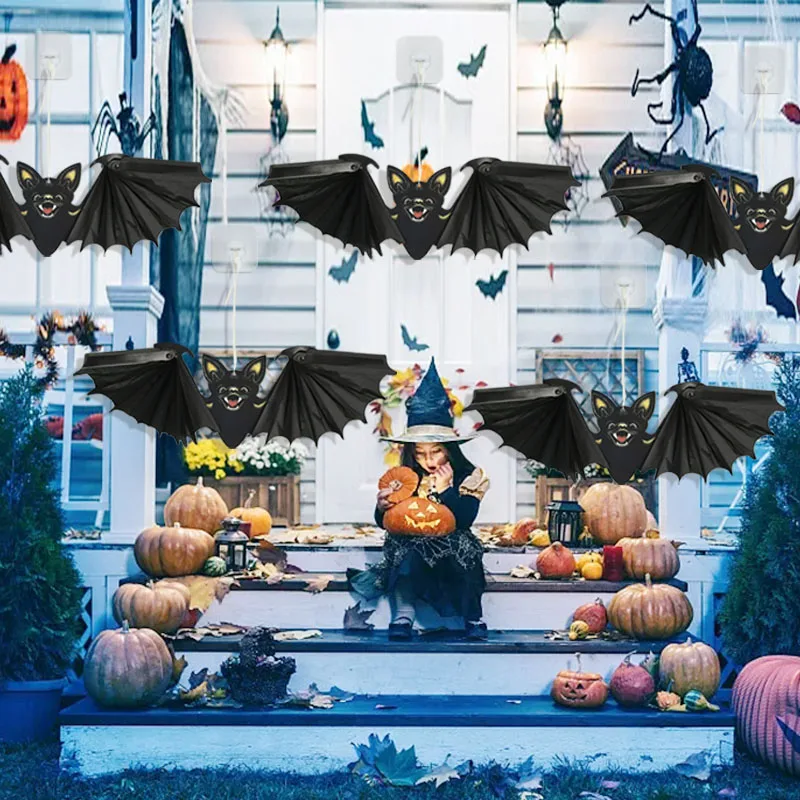 Accessoires de décoration de porte de chauve-souris Aliments d'Halloween,  scène extérieure, décoration de fête, 7 pièces - AliExpress