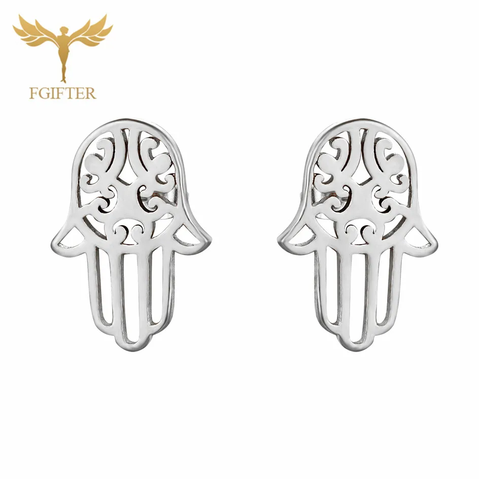 New Women's Earrings Religious Amulet Hand of Fatima Stud Earrings Multicolor Choose Stainless Steel Jewelry Wholesales 2