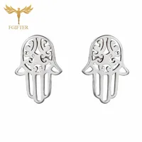 New Women's Earrings Religious Amulet Hand of Fatima Stud Earrings Multicolor Choose Stainless Steel Jewelry Wholesales 2
