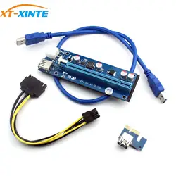 PCI E Riser – adaptateur PCIE Express 1X à 16X, 60CM, câble USB 3.0 SATA à 6 broches, cordon d'alimentation 