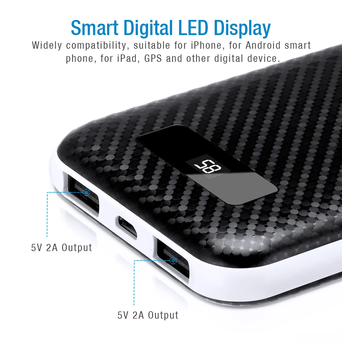 Bold and Powerful: 50000mAh LCD Display Powerhouse - Fast Charging Portable Charger for Phones and Tablets!