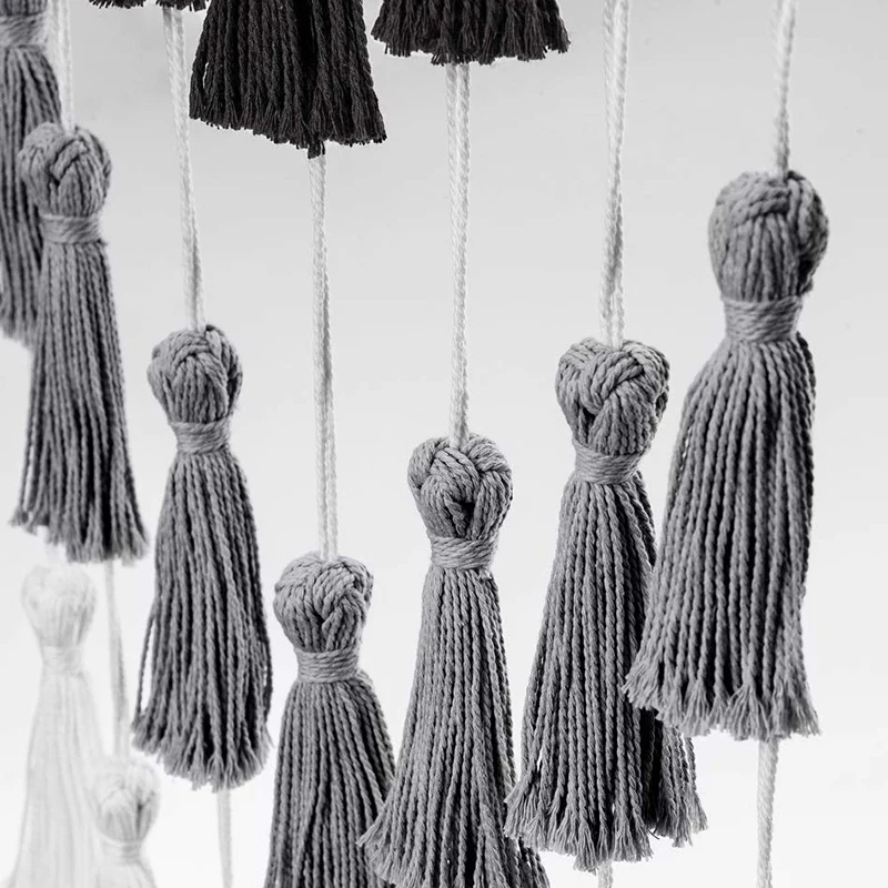 Настенный Тканый гобелен LUDA Macrame с кисточками, Настенный декор в стиле бохо для гостиной, спальни, детской комнаты, черный, серый и Wh
