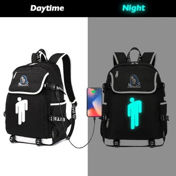 

Women's Bag BILLIE EILISH Luminous USB Backpack School bags for Students Casual backpack Travel Bag Teenagers School Bag