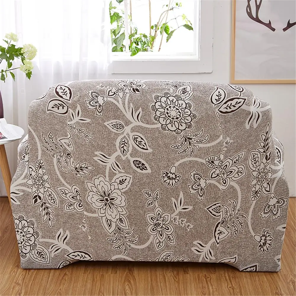 Растягивающийся спандекс ткань полное покрытие Противоскользящий чехол для дивана большой эластичный простой Римский цветочный узор печать диван мебель чехол