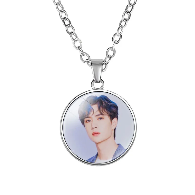 Wei WuXian Lan WangJi CHEN QING LING glass ожерелье с камнем незатаенные Xiao Zhan Wang Yibo ожерелье кулон вентиляторы коллекция подарки - Окраска металла: Wang Yibo-2