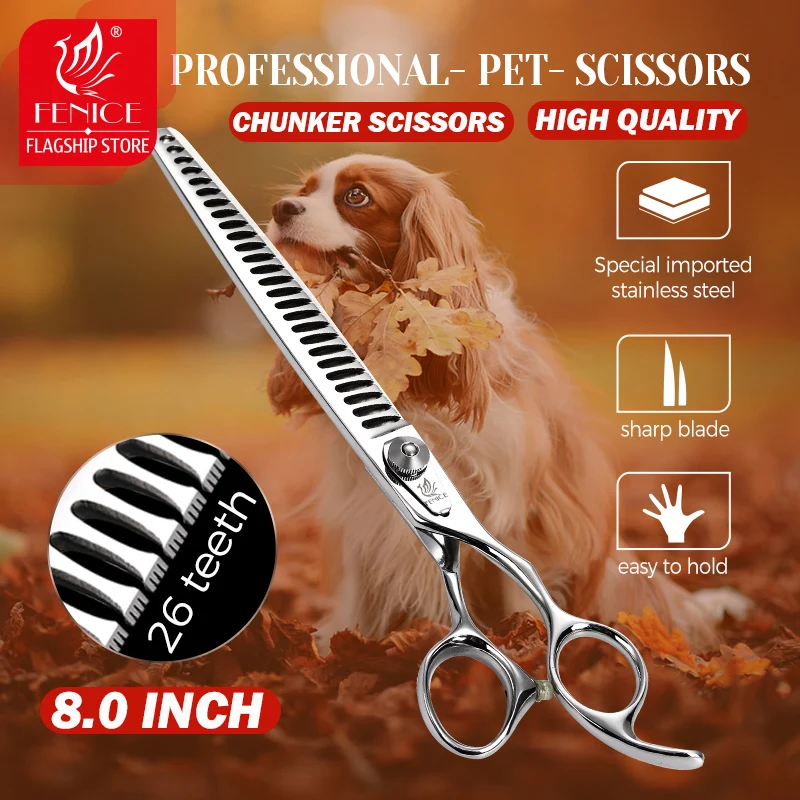 Dog Grooming Scissors Fenice Professional 8.0 inch Pet Grooming Scissors Japan 440C Thinning Shears for Dogs/Cat Beautician Pet Supplies
