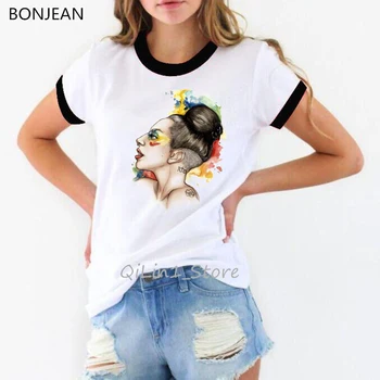 Camiseta con estampado de acuarela para mujer, ropa de estética grunge, camiseta de los 90 para mujer