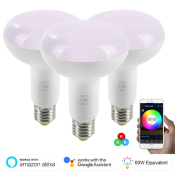 

WiFi Smart LED Light Bulb E27 RGB Lamp Work With Alexa Google Home Home Dimmable Multicolor Bulb No Hub Required Wake Up Lights