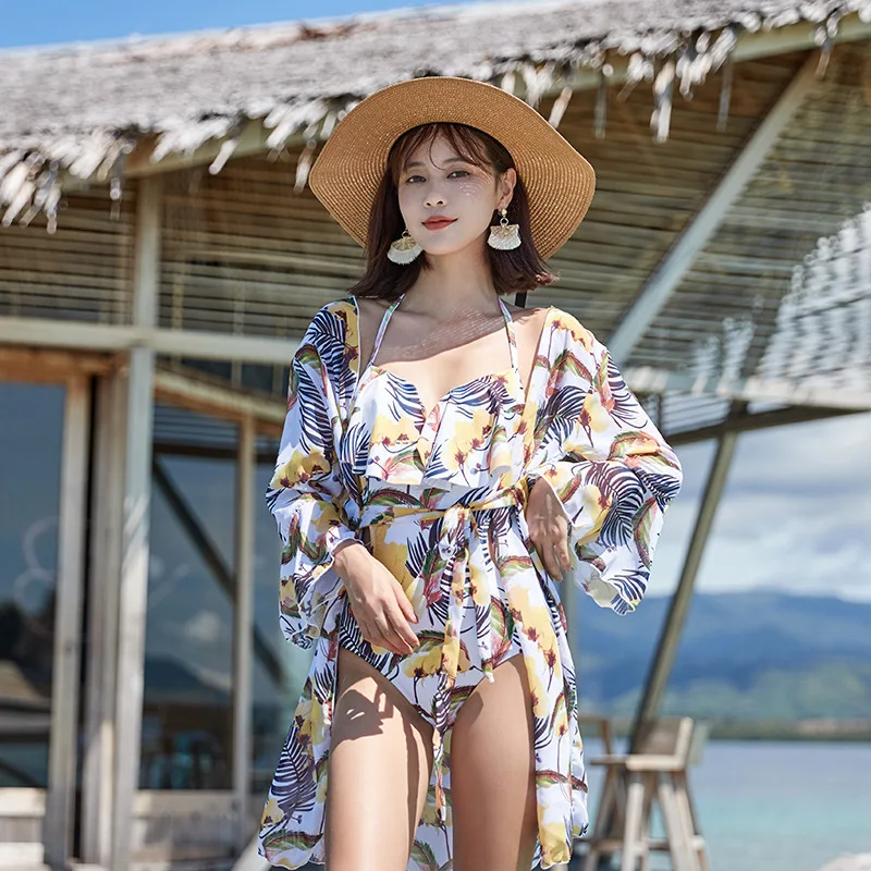 

Women's Bathing Suits Swimsuit Woman One Piece May Female Beach 2020 Swimwear Lady Korea Ins Covering Smock Breasts Cotton Solid