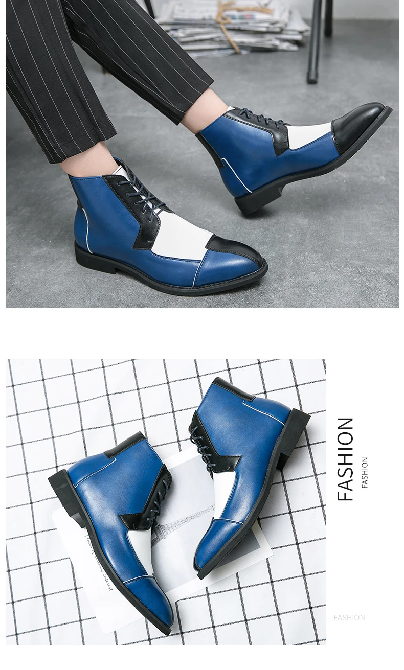 Mayba junge britische Retro-Mode kurze Stiefel Männer tragen widerstands fähige Persönlichkeit farblich passende Schuhe Größe 38-48 – Detail 10