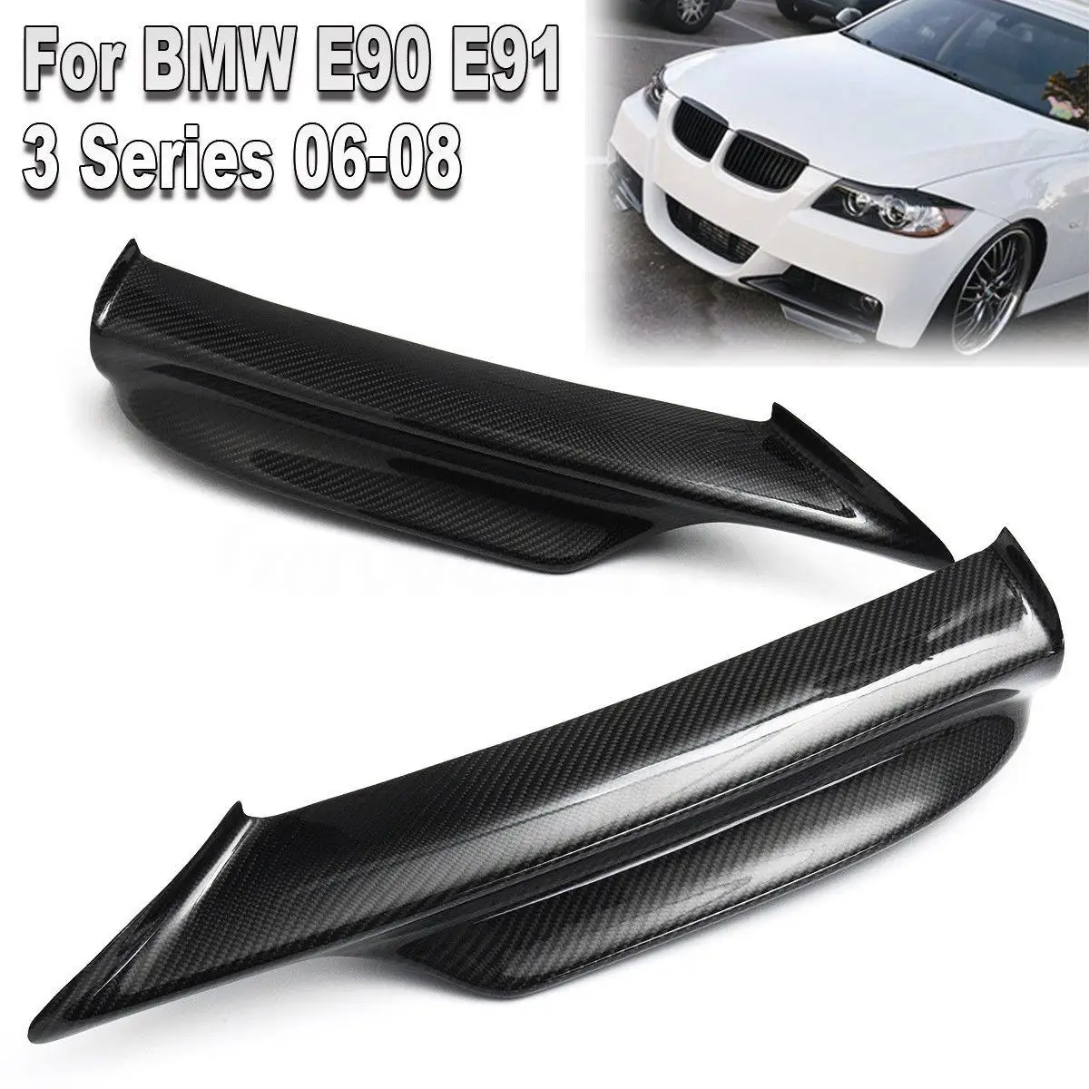

Carbon Fiber Front Bumper Splitters for BMW E90 E91 3 Series 2006-2008 Only for M-Tech Front Bumper Models