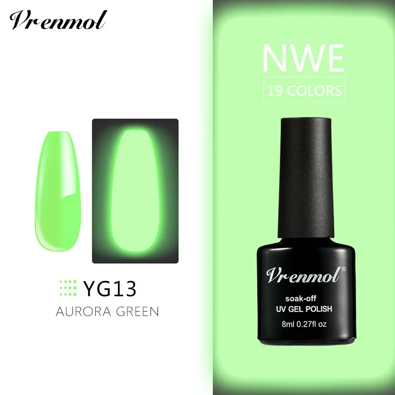 Vrenmol 1 шт. мерцающий неоновый флуоресцентный светящийся Гель-лак для ногтей длительное ночное свечение в темноте лак для нейл-арта УФ-Гель-лак - Цвет: YG13