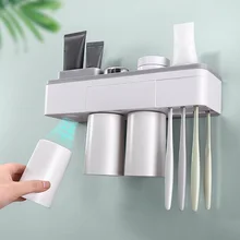 Behogar настенный Зубная щётка держатель с 2/3/4 чашки слот хранилища лоток Магнитная Адсорбция Ванная комната держатель чашки для зубной щетки набор