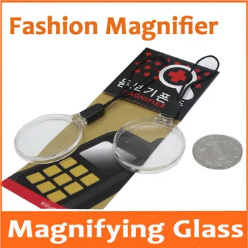 

2pcs/Bag 3 Times Magnification Gift Toy Portable magnifying glass for mobile phone rope Decorative Magnifiers