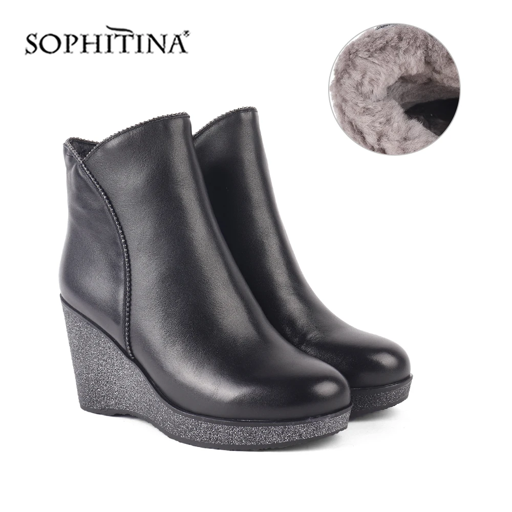 SOPHITINA/удобные ботинки с круглым носком Высококачественная модная однотонная