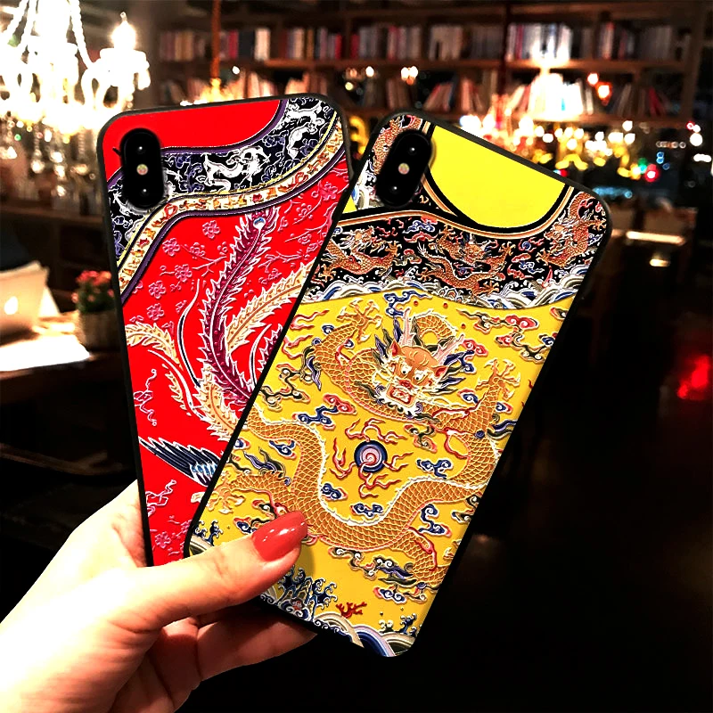 

for xiaomi 10 10 pro cc9 cc9 pro 9 9 se 8 8se 8 pro silicone frosted 3D Embossed carvings Painted Chinese style phone case