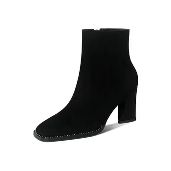 

Fashion High Heels suede Leather Women's Ankle Boots Autumn Winter women Pumps Retro Wedding Night Club Shoes Woman