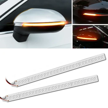 

2pcs DC 12V Car Rearview Mirror 28SMD LED Strip Lamp Flowing Turn Signal Side Light Amber High Quality Car Accessories 2020 New