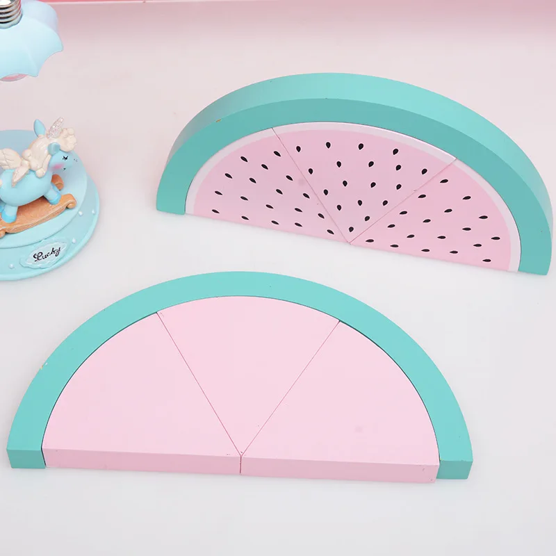 

Northern Europe Hot Selling INS Watermelon Designs Wooden Building Blocks Ornaments Crafts Home Decoration