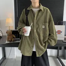 

Privathinker Men's Corduroy Long Sleeve Shirts Autumn Korean Shirt Woman Fashion Casual Oversize Shirt Printed Clothing