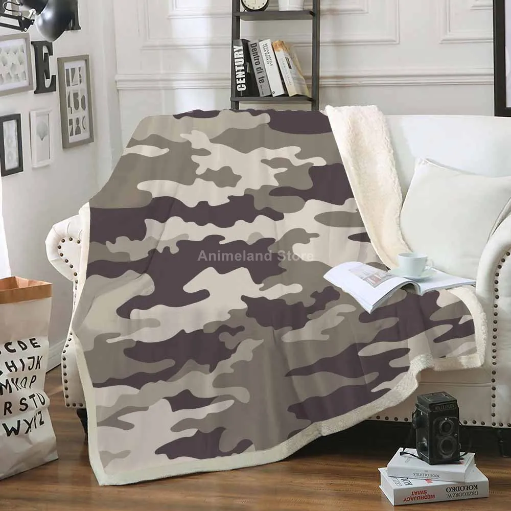 Camouflage Pattern Fleece Blanket Fashion Square Bedspread Velvet Plush Soft Comfortable Camping Aircraft Blankets Home Decor | Дом и сад