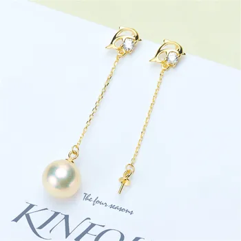 

HOT High Quality S925 Sterling Silver Stud Earrings Settings DIY Pearl Earring Hooks Findings Women's Jewelry Making Accessories