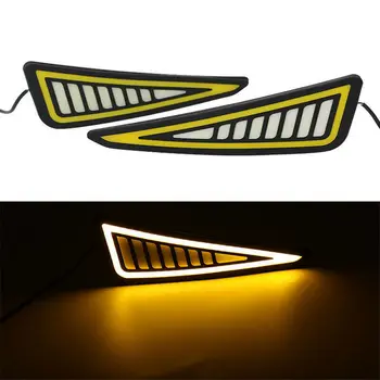 

Universal Car DRL LED Daytime Running Light Turn Signal Strip White+yellow Car License Plate Light DRL Fog Lights