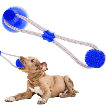 

Multifunction Pet Molar Bite Toy Dog Safe Elasticity Tug Rope Ball Chew Toys Pet Tooth Cleaning With Suction Cup Biting Toy