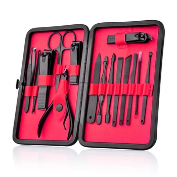 

15 Pcs Professional Stainless Steel Nail Clipper for Manicure Pedicure Grooming Toe Nail Cuticle Trimmer Nipper Travel Case Tool