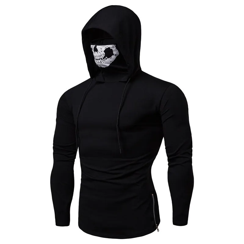 Long Sleeve Men's Hoodies with Skeleton Print Mask Black Gray Elasticity Coat Moto Biker Style Cool Sweatshirts Men Hoodies Long Sleeve Men's Hoodies with Skeleton Print Mask Black Gray Elasticity Coat Moto Biker Style Cool Sweatshirts Men Hoodies