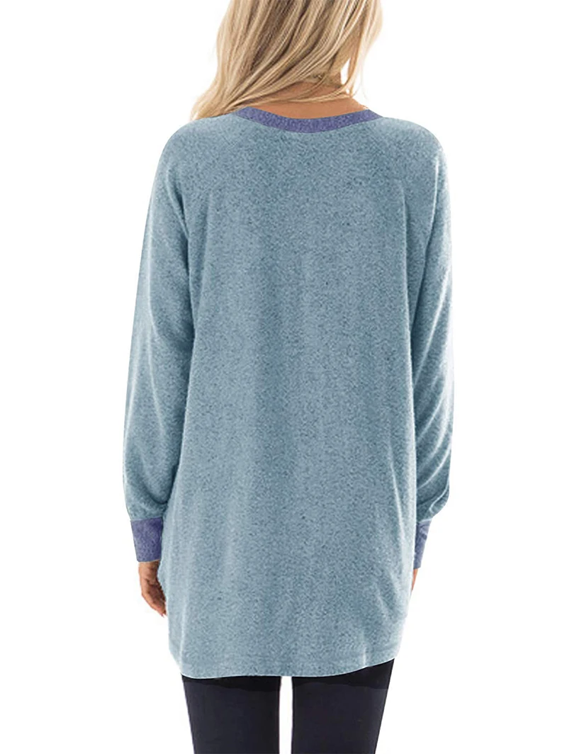 Women tshirt Casual Solid Color Long Sleeve womens shirt Round Neck Ladies Tops Tees Women Clothing Female t-shirt
