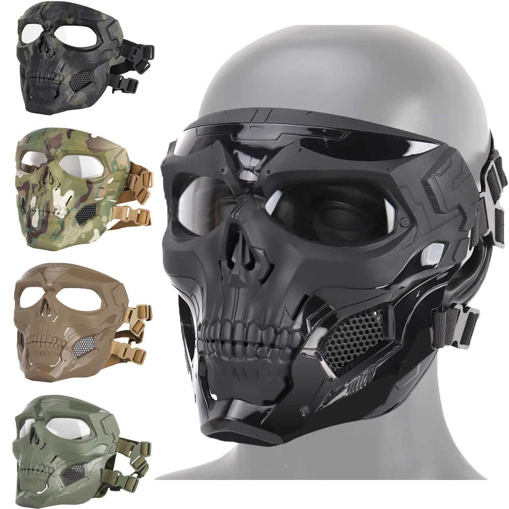 

Tactical Skull Mask Full Face Protection Mask For Outdoor Airsoft Paintball CS Wargame Cosplay Cycling Military Hunting Gear
