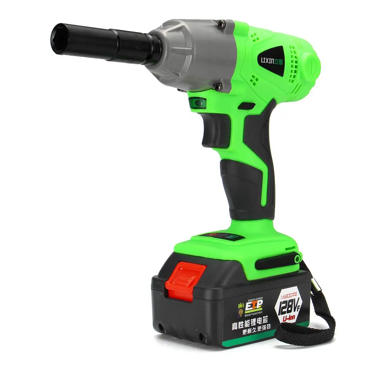 Electric Wrench Беспроводной ударный Электрический гаечный ключ Бесступенчатая Регулируемая скорость торцевой ключ бытовой электрический инструмент со светодиодный светильник 128VF 16800MAH - Цвет: Electric Wrench