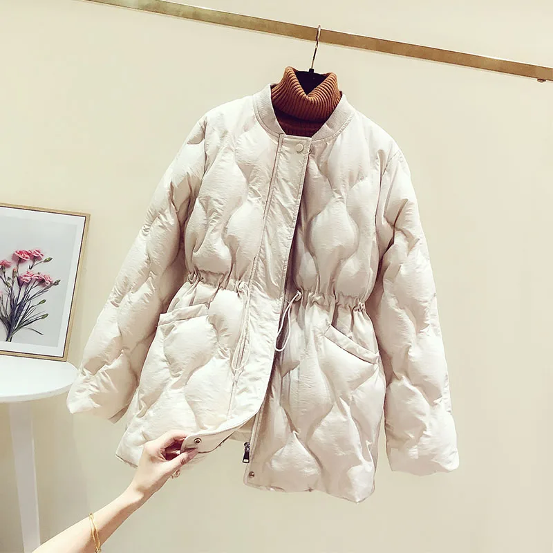 Fitaylor новые зимние куртки с хлопковой подкладкой Argyle Parkas женские тонкие пальто куртка женская Повседневная Верхняя одежда с поясом