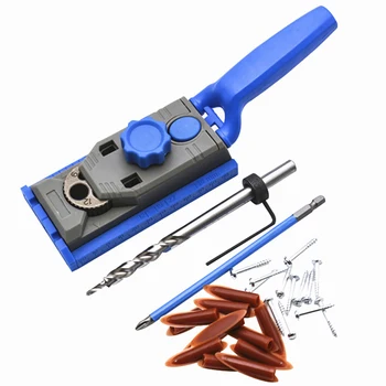 

2 in 1 Genius Woodworking Pocket Hole Jig Kit Set 6-12mm Drill For Kreg Pilot W/ Scale Straight Hole Positioner Punching Tool