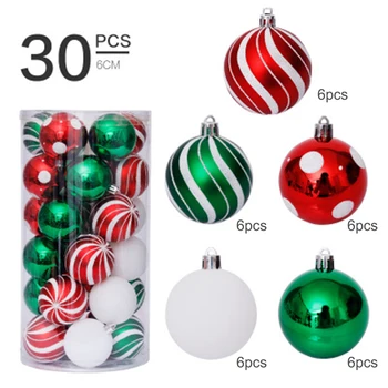 

30pcs Christmas Glitter Baubles Ball Pendant Suit Xmas Tree Wedding Party Hanging Decor Christmas Embellishment Painted Balls