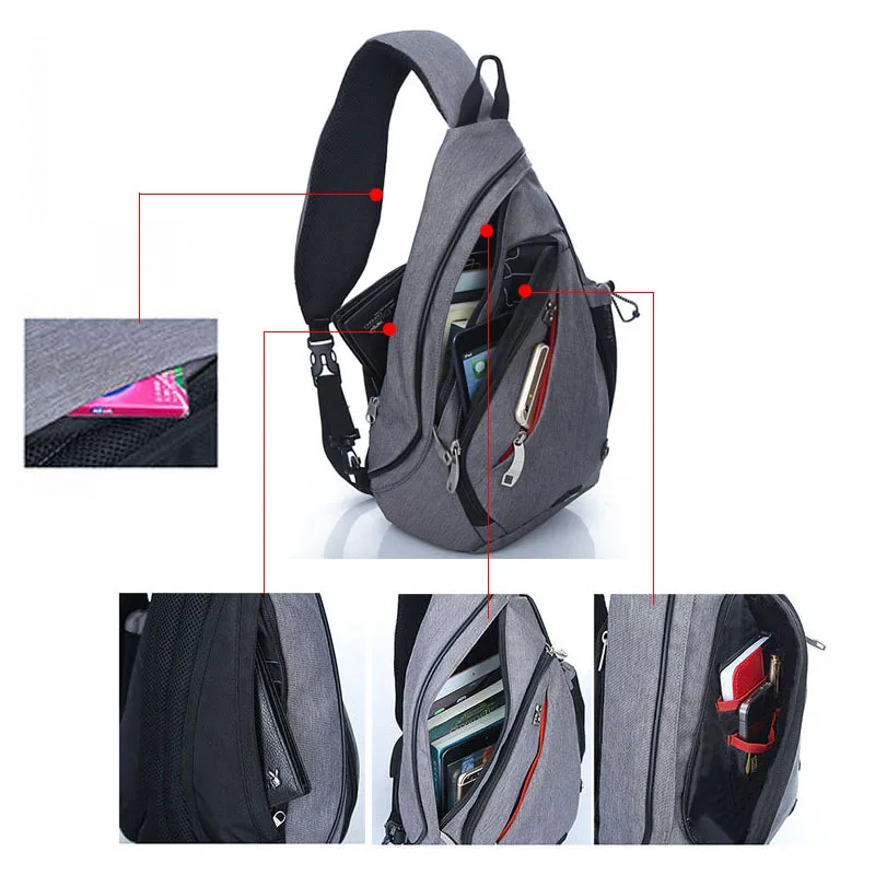 Borst Tas USB Opladen повседневное Кроссбоди Schoudertassen для мужчин бизнес человек мессенджер Handtassen анти Diefstal Terug tas