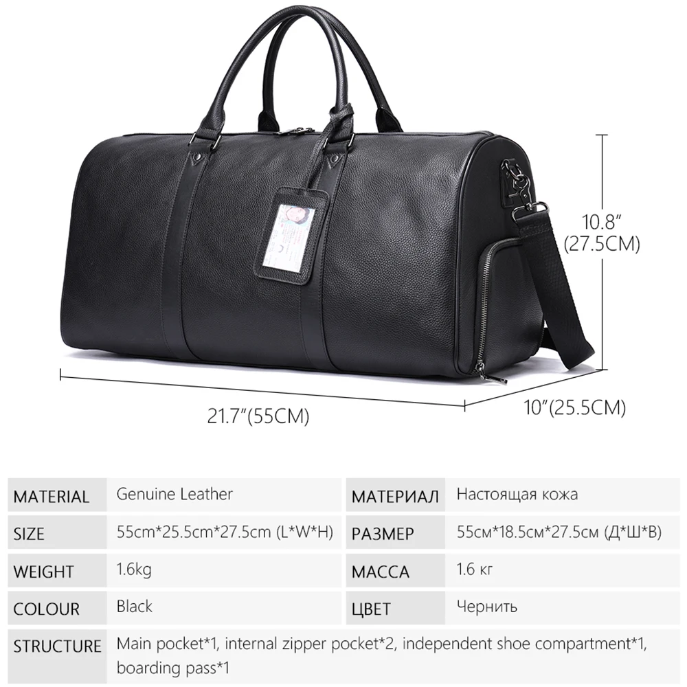 WESTAL100% Genuine Leather Men Women Travel Bag Real Leather Carry-on Hand Luggage Bags Travel Shoulder Bag Big Totes Bags Male travel bag