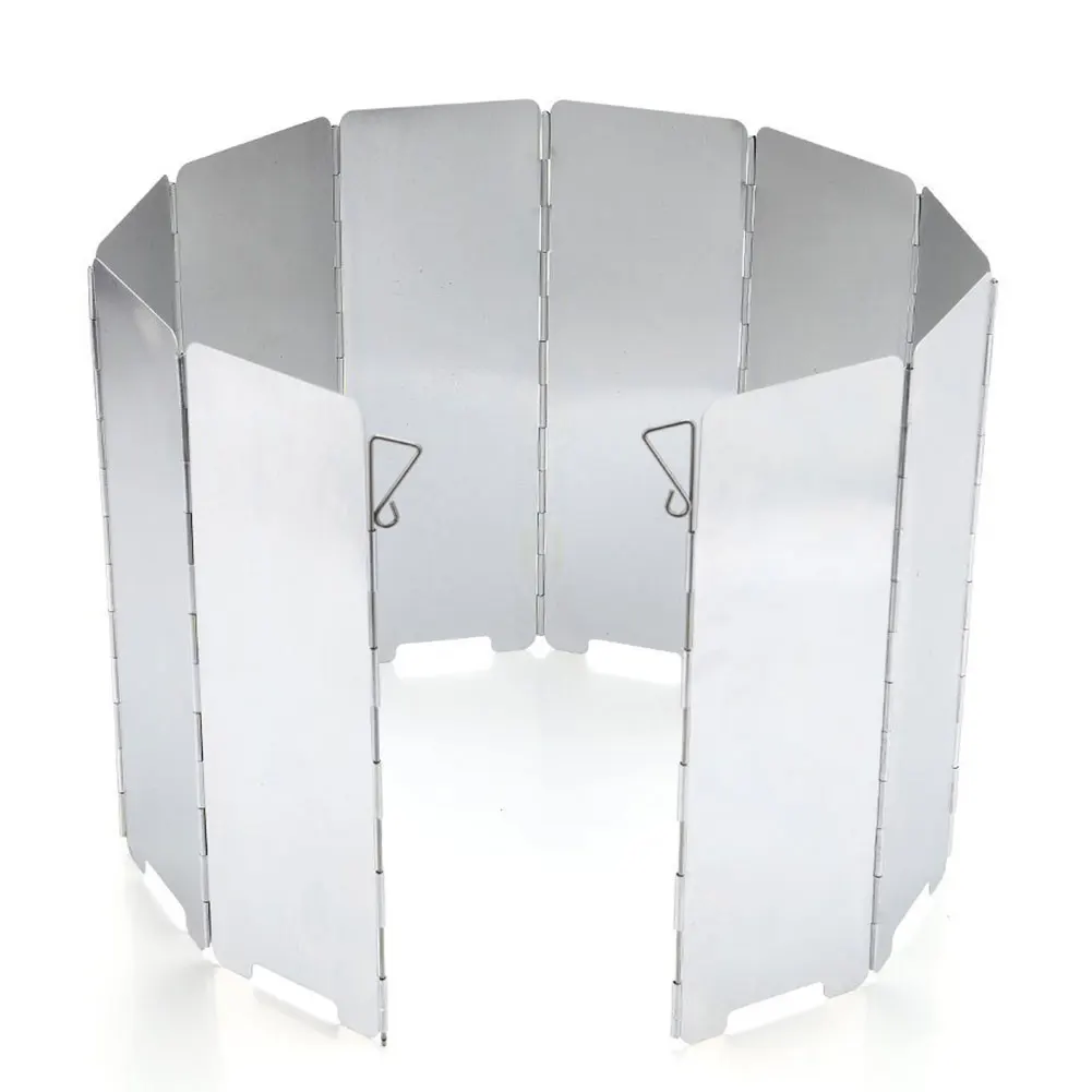 10 Plates Strong Wind Shield Deflector Folding Windscreen Guard Outdoor Camping Barbecue Picnic Stove Burner Furnace Protection