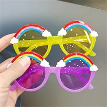 

Round Rainbow Sunglasses Kids Eyewear Shades Oculos Color Lens Boys Girls Cute Sun Glasses Children Gafas UV400