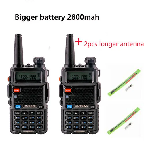 add 2 longer antenna 2 шт. vhf uhf Профессиональное двухстороннее радио ht baofeng UV-5R Любительская дальняя рация 10 км охотничий радиоприемник CB передатчик - Цвет: add 2 longer antenna