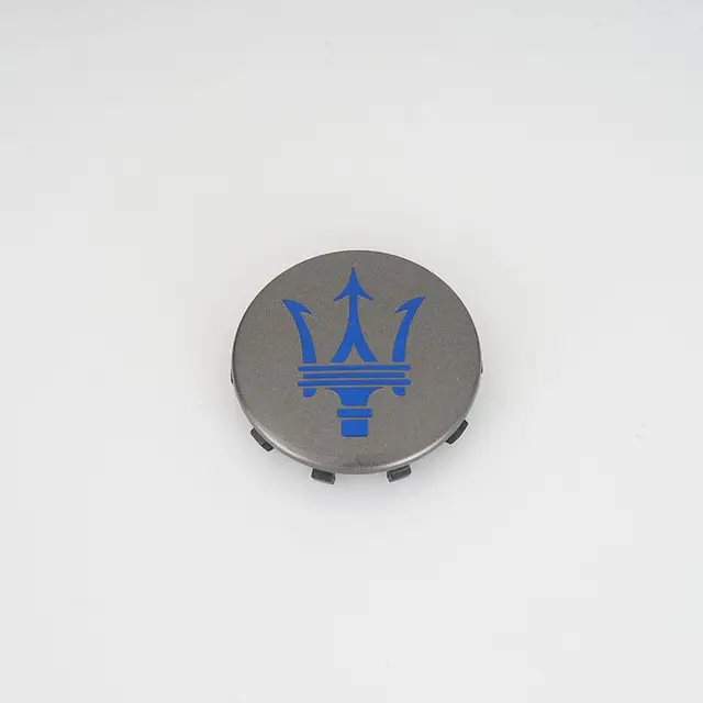 60mm Car Wheel Center Caps for Maserati Granturismo Levante Ghibli Grancabrio Quattroporte GTS GT Q4 Coupe Hub Cover Decoration Gray and blue