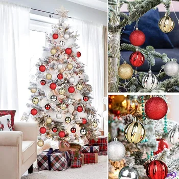 

36pcs/set Christmas Tree Decoration 6cm Ball Shiny Bauble Ball for Diy House Bar Party New Year Decoration Merry Xmas Home Decor